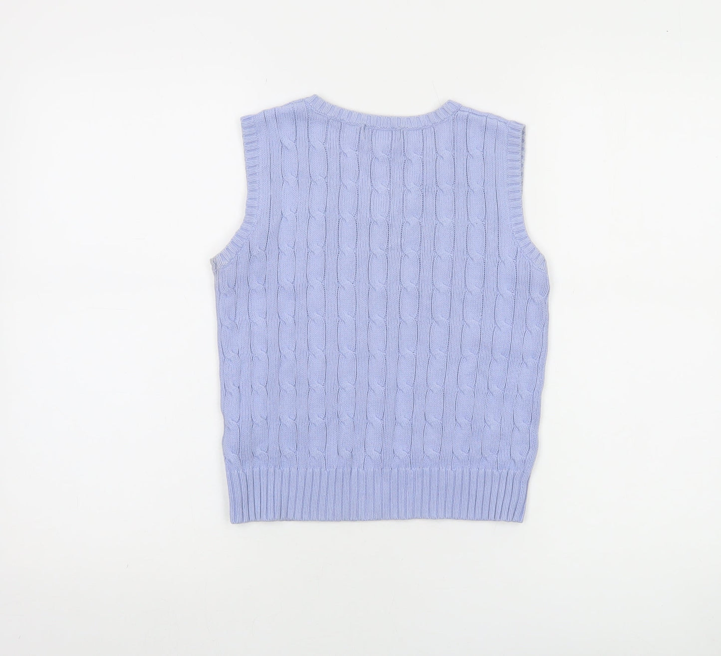 Ralph Lauren Women’s Purple Cotton Cable-Knit V-Neck Vest Size 6