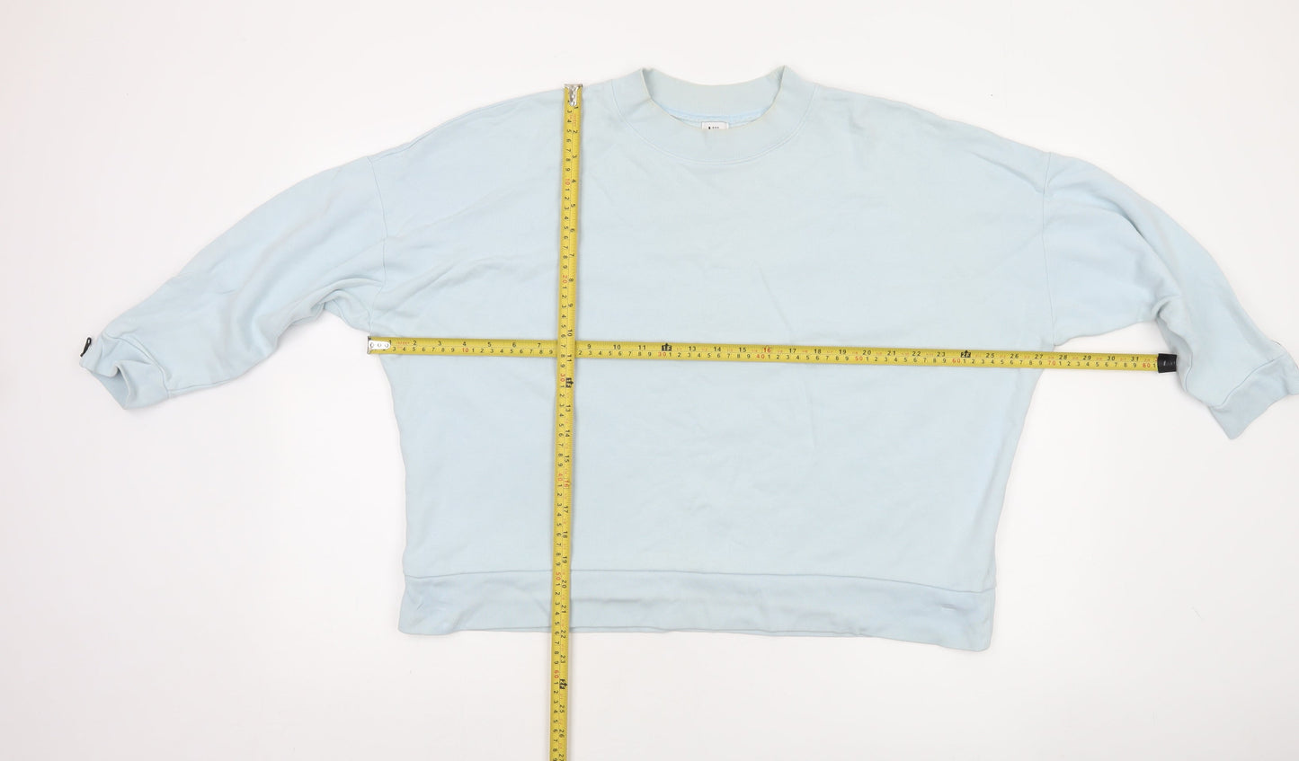 Kin Women’s Light Blue Cotton Crew Neck Pullover Sweatshirt Size M