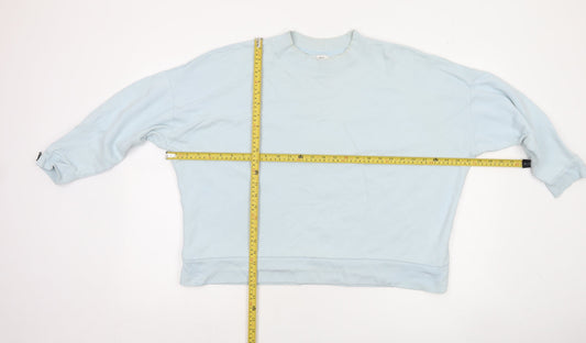 Kin Women’s Light Blue Cotton Crew Neck Pullover Sweatshirt Size M