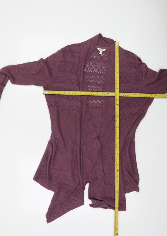 FatFace Womens Purple Cotton Open Knit Cardigan Size 14