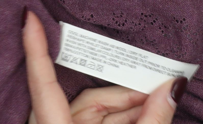 FatFace Womens Purple Cotton Open Knit Cardigan Size 14