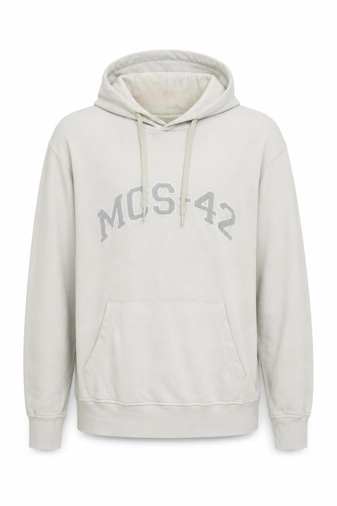 Macson Men’s Beige Pullover Hoodie XL Cotton Logo Sweatshirt