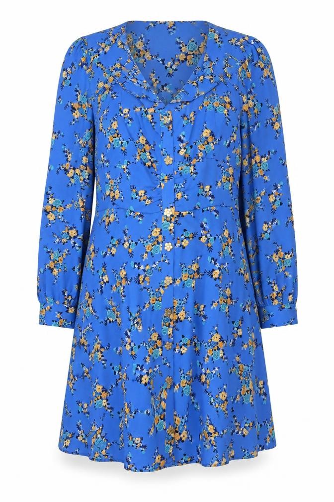 Savida Women's Blue Floral A-Line Knee Length Dress Size 18