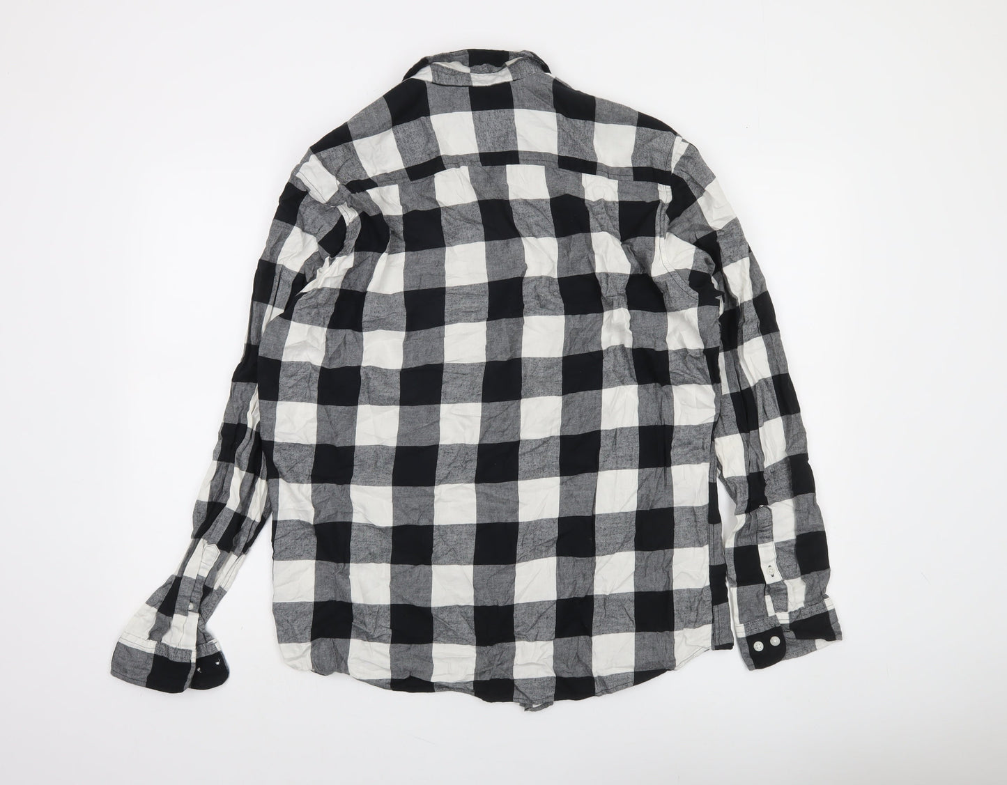 Jack & Jones Men's Black Check Long Sleeve Button-Up Shirt XL