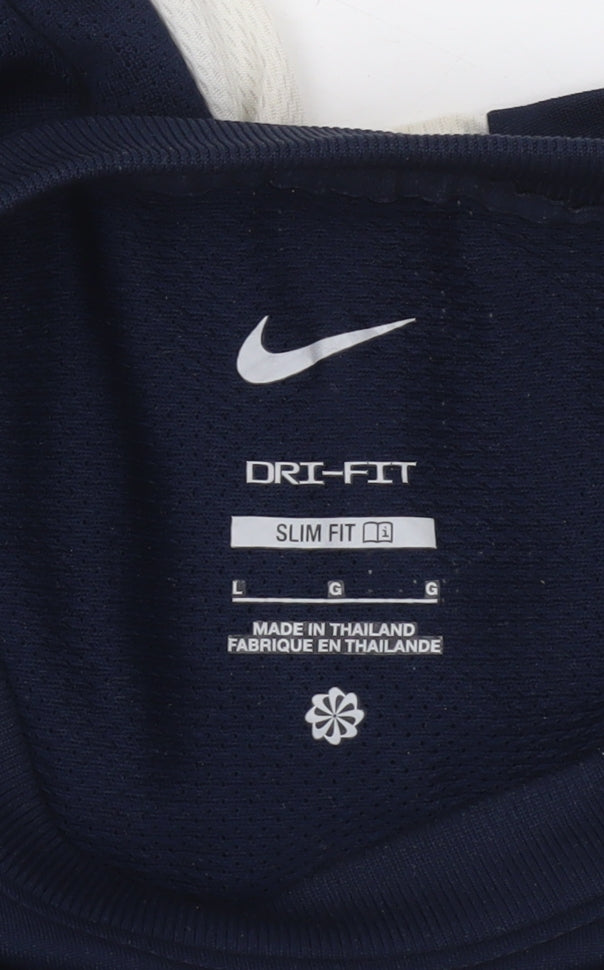 Nike Men's Blue Dri-Fit Slim Fit Short Sleeve Sports T-Shirt L