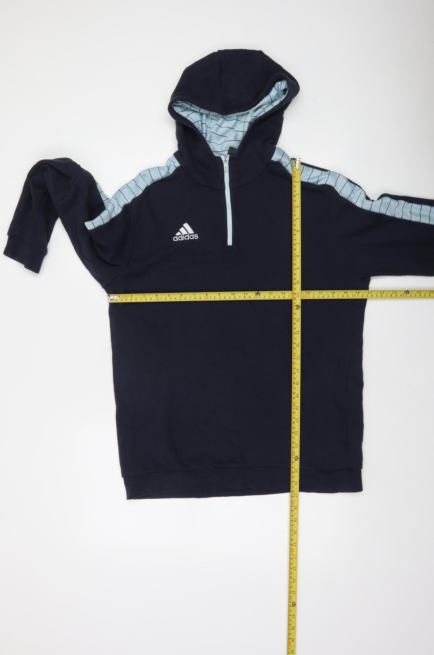 Adidas Men's Blue 1/2 Zip Hoodie L Sports Logo Sweatshirt