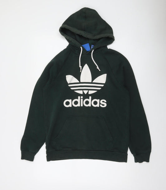 Mens UK S Regular adidas Green Pullover Hoodie