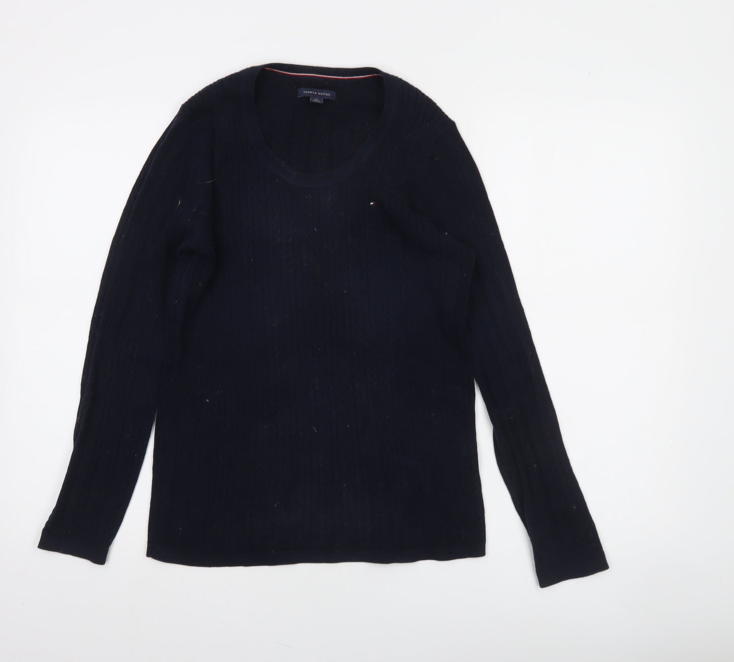 Tommy Hilfiger Women’s Black Cotton Cable-Knit Jumper Size M