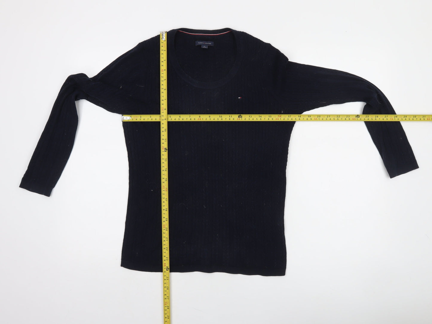 Tommy Hilfiger Women’s Black Cotton Cable-Knit Jumper Size M