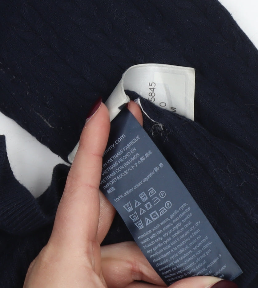 Tommy Hilfiger Women’s Black Cotton Cable-Knit Jumper Size M