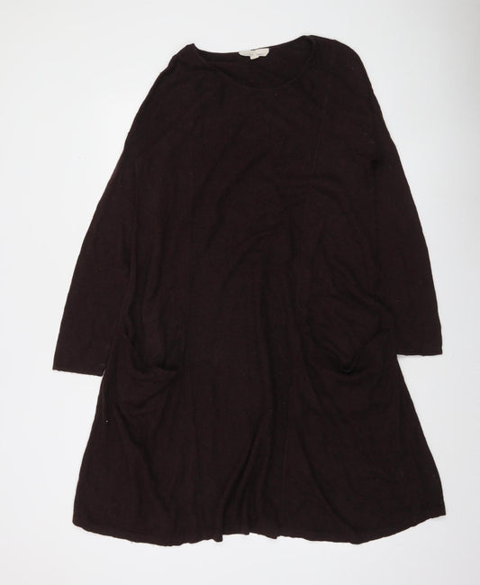 Seasalt Cornwall Womens Brown Cotton Wool Long Sleeve Tunic Jumper Size 12