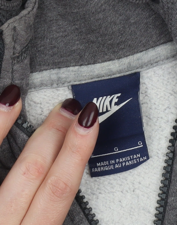 Nike Men's Grey Full Zip Hoodie L Regular Fit Sports Fleece