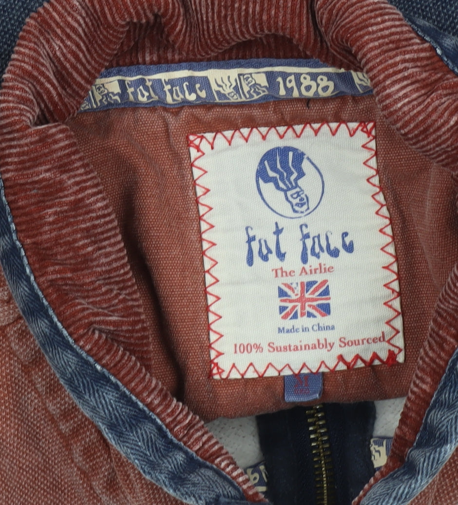 Fat Face Men's Brown Blue 1/4 Zip Cotton Colour Block Sweatshirt M