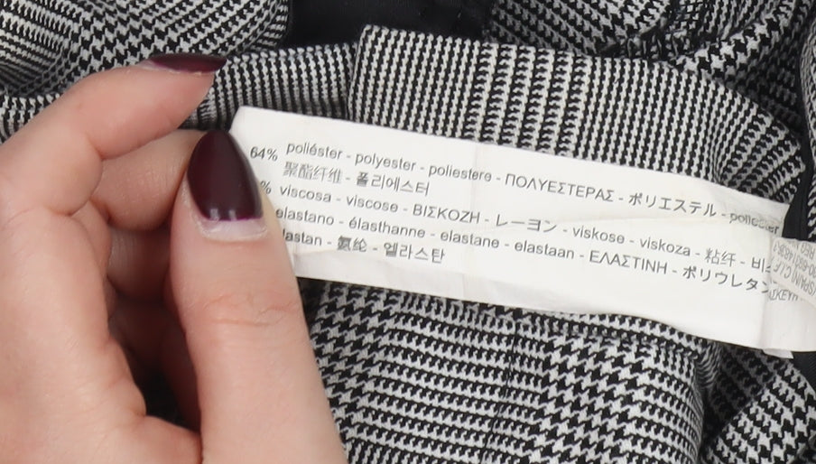 Zara Women Grey Check Slim Tapered Trousers Size 8
