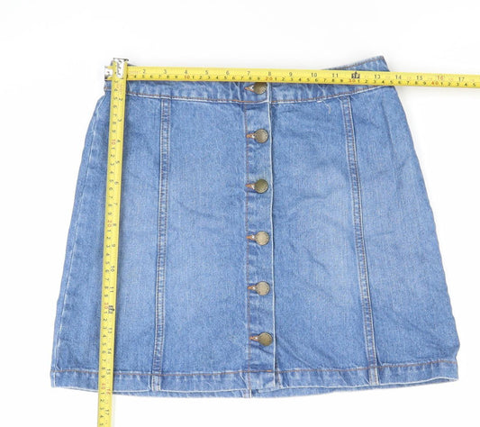 Denim Co Women’s Blue Denim Button Front Knee Length Skirt Size 10