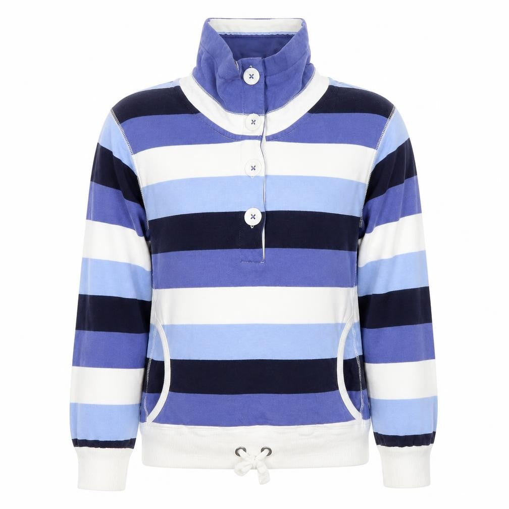 Marks and Spencer Womens Blue Striped Henley Sweatshirt UK 12