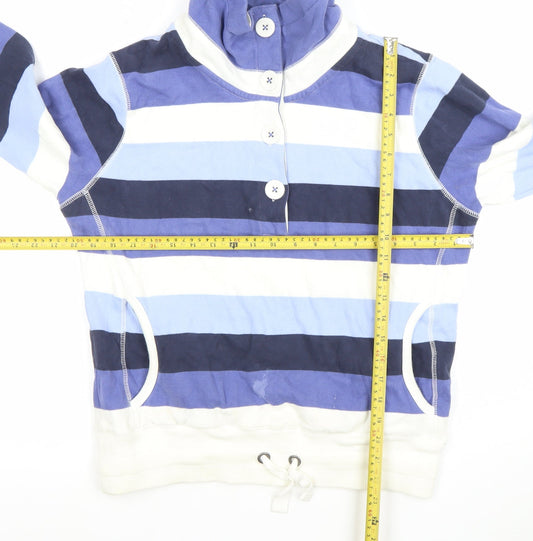 Marks and Spencer Womens Blue Striped Henley Sweatshirt UK 12