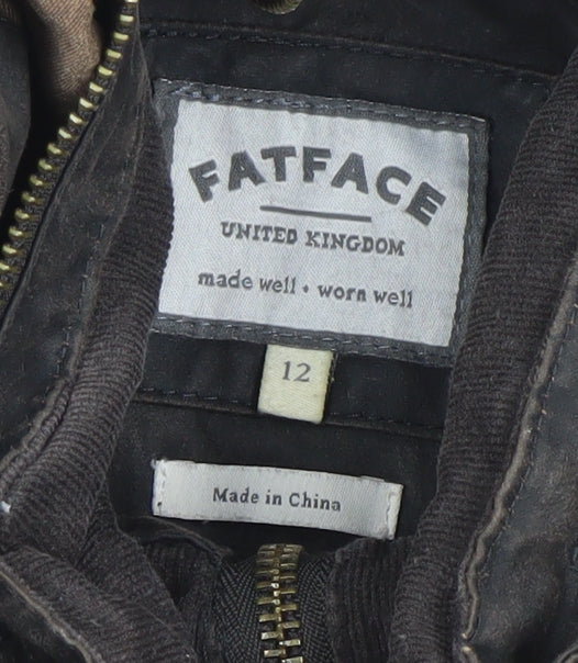 FatFace Women’s Brown Cotton Parka Jacket Size 12 Lined Outdoor Style