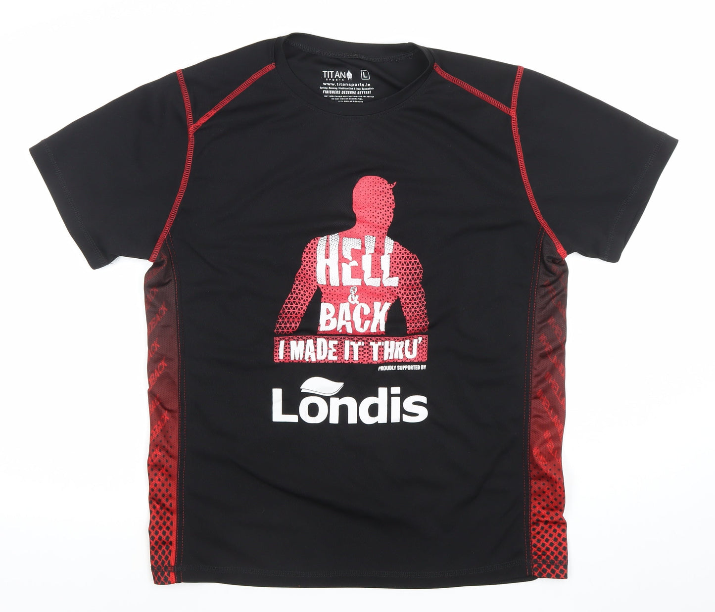 Titan Sports Men's Black Large Hell and Back Running T-Shirt