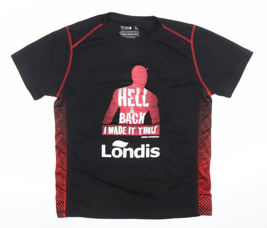 Titan Sports Men's Black Large Hell and Back Running T-Shirt
