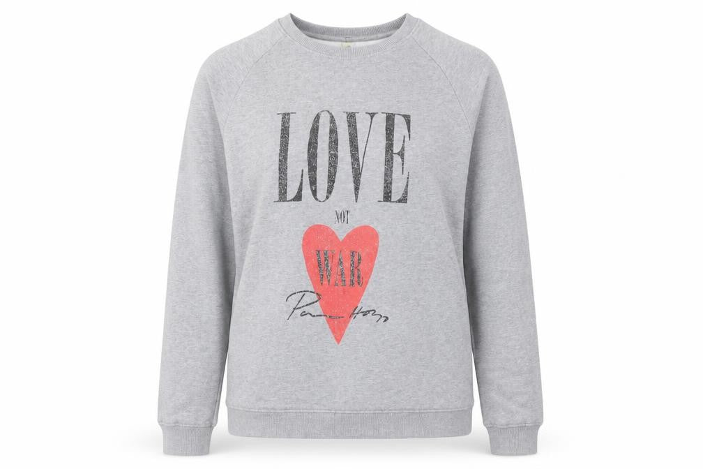 Rapanui Women's Grey 'Love Not War' Organic Cotton Sweatshirt - Size S