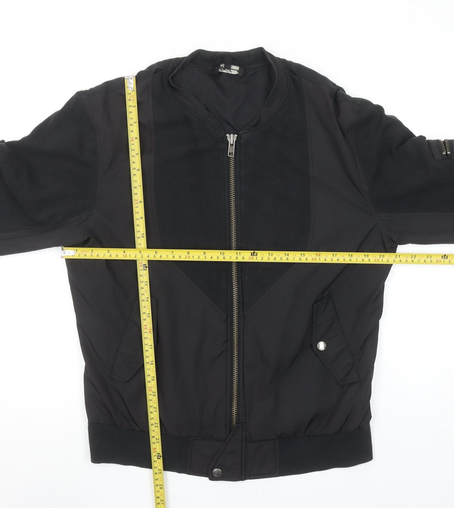 AllSaints Men's Black Bomber Jacket M Slim Fit Cotton Blend