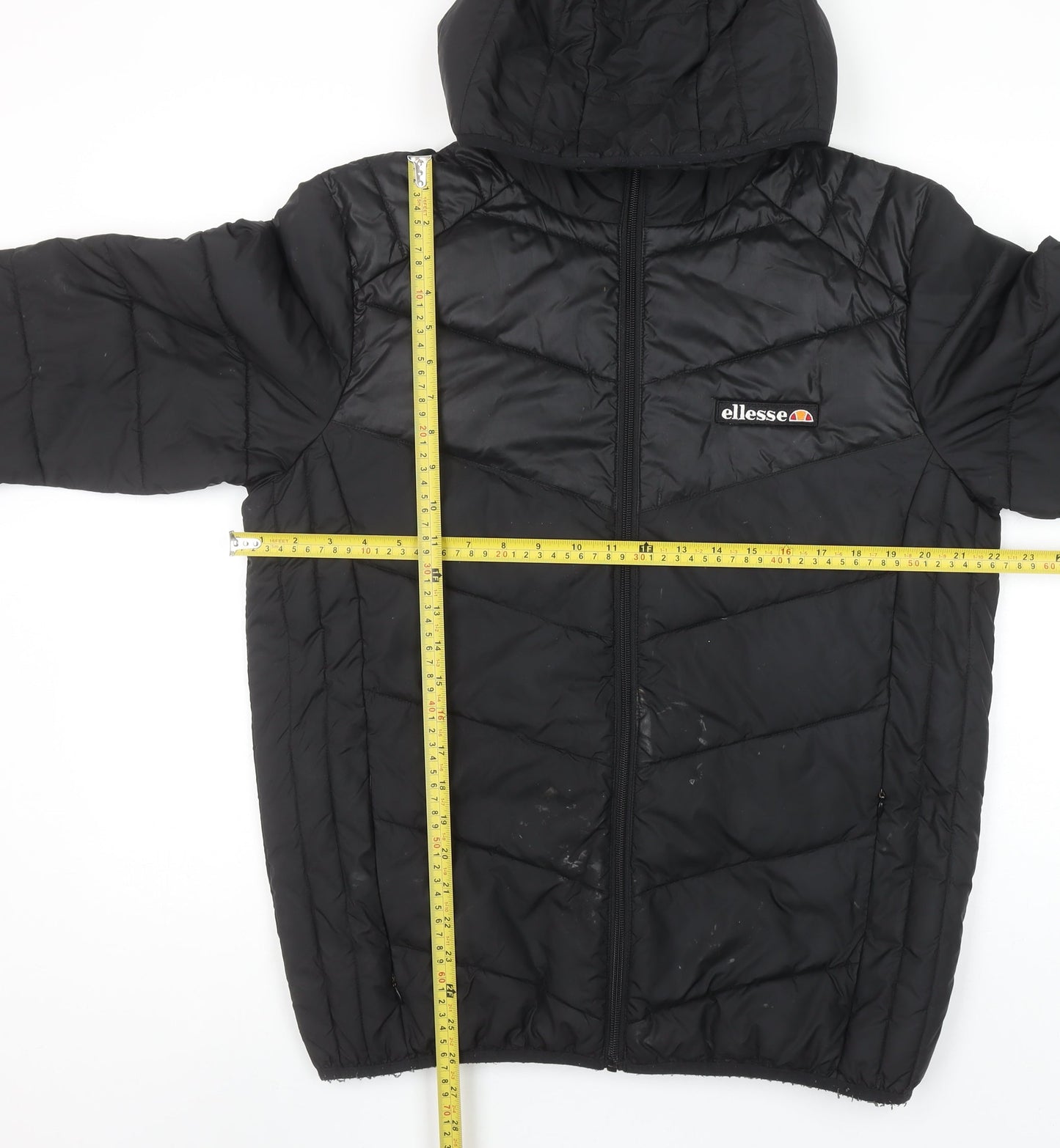 Ellesse Men's Black Quilted Hooded Puffer Jacket Size M