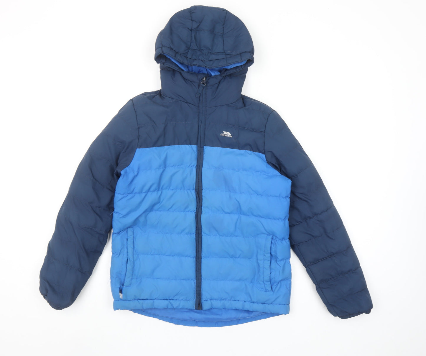 Trespass Boys Blue Hooded Puffer Jacket 9-10 Years Water Resistant Winter Coat