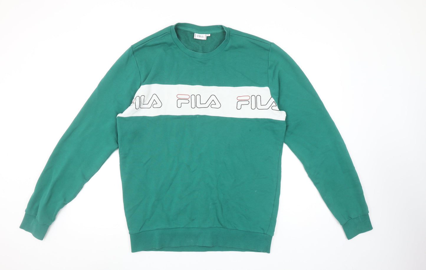 FILA Men’s Green Logo Sweatshirt L Pullover Crew Neck Sports
