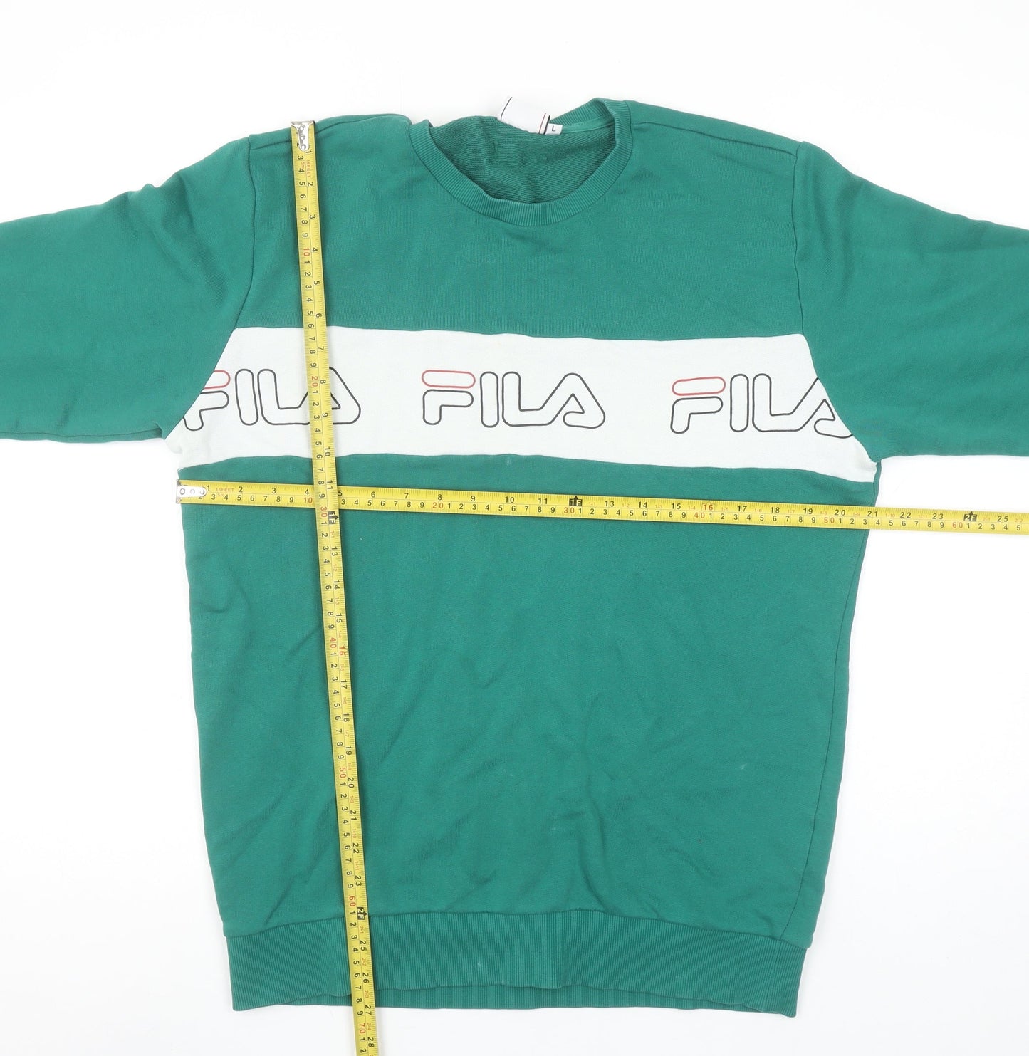 FILA Men’s Green Logo Sweatshirt L Pullover Crew Neck Sports