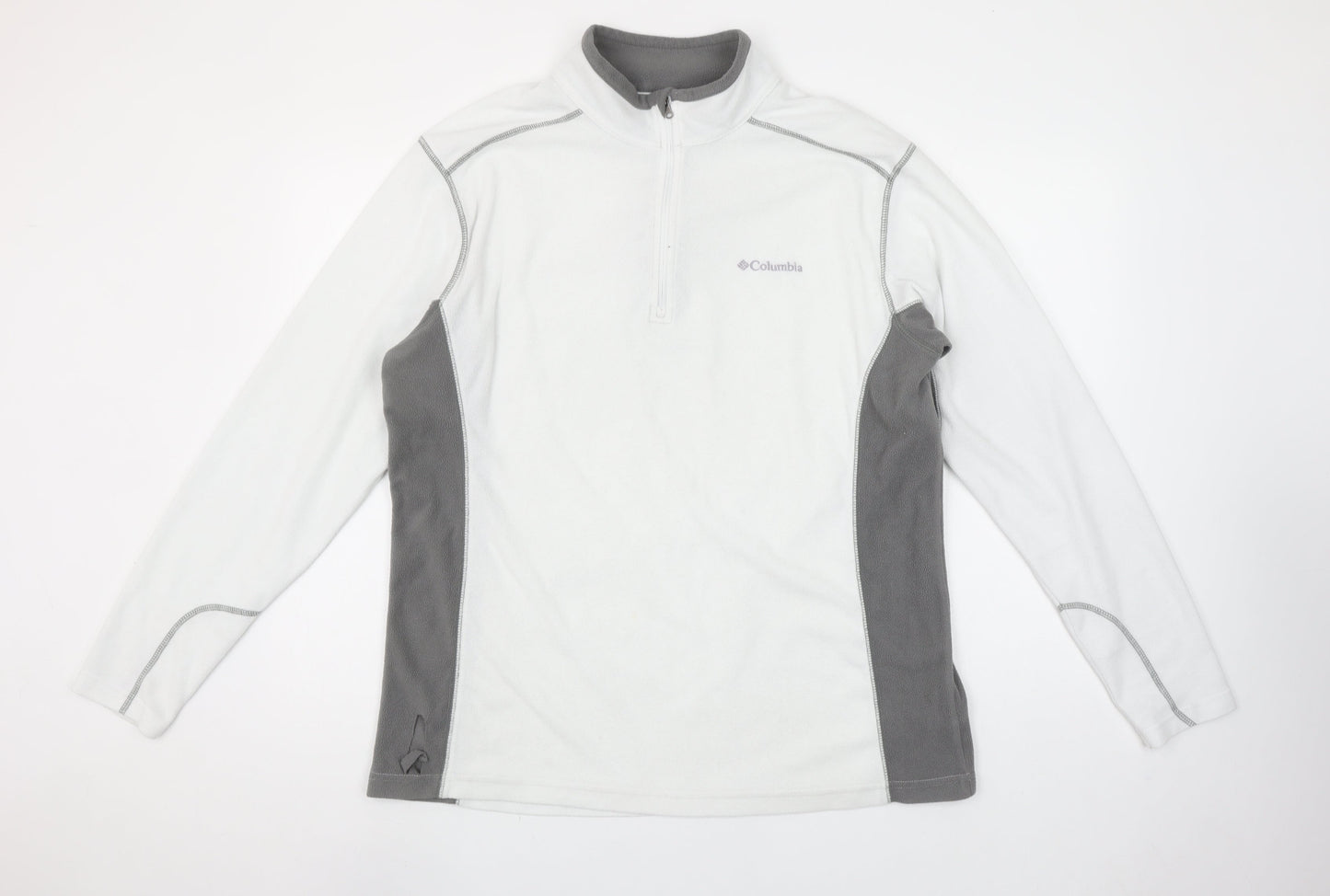 Columbia Men's White & Grey Fleece 1/4 Zip Pullover Sweatshirt L