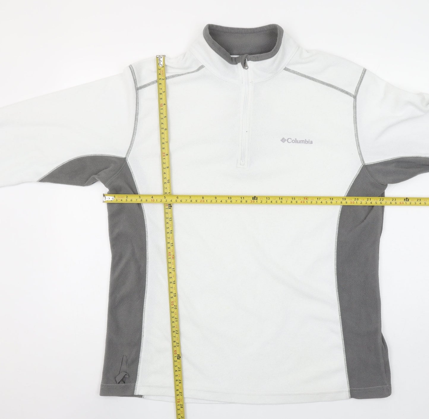 Columbia Men's White & Grey Fleece 1/4 Zip Pullover Sweatshirt L