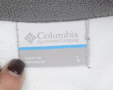 Columbia Men's White & Grey Fleece 1/4 Zip Pullover Sweatshirt L