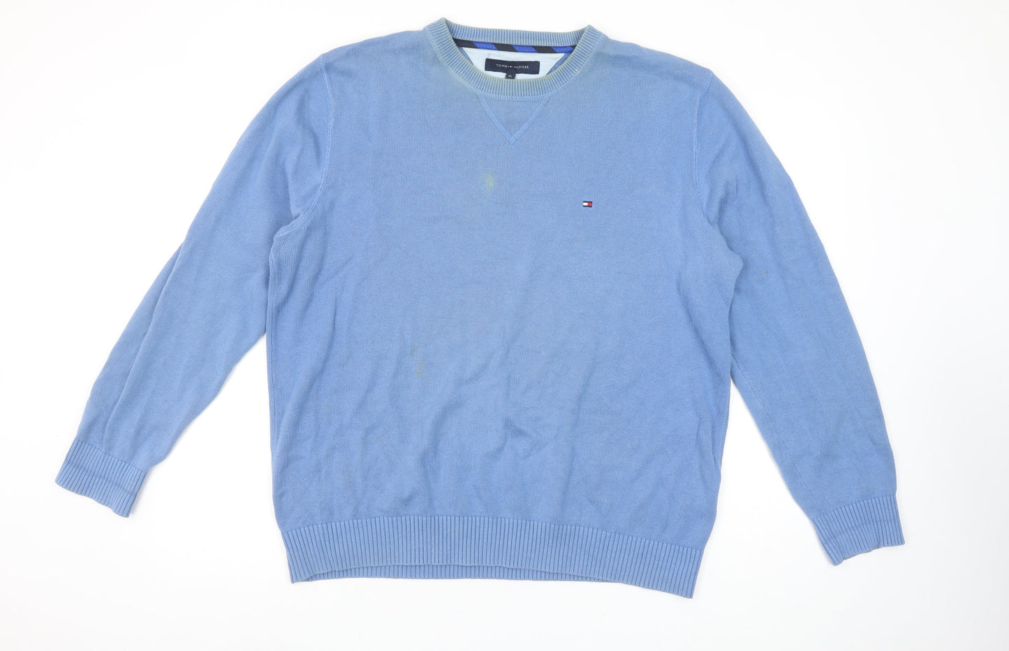 Tommy Hilfiger Men Blue XL Cotton Crew Neck Pullover Jumper