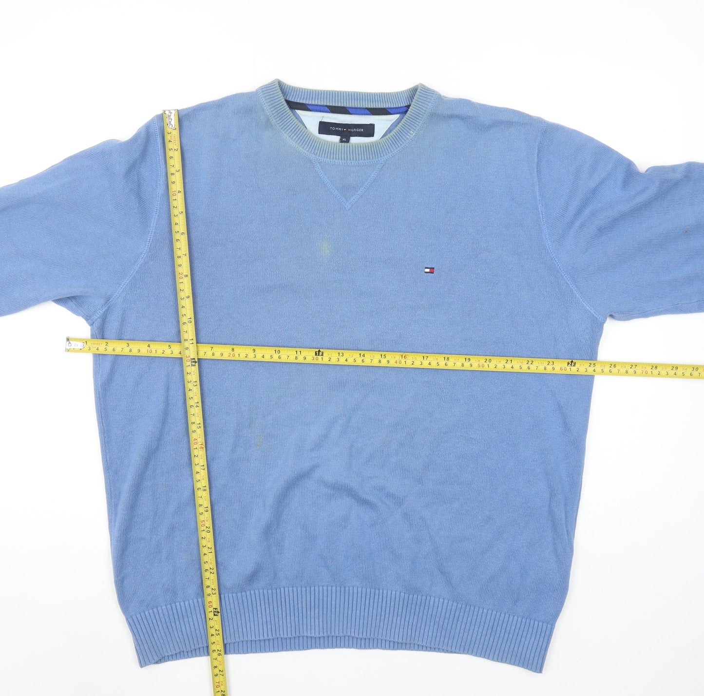 Tommy Hilfiger Men Blue XL Cotton Crew Neck Pullover Jumper