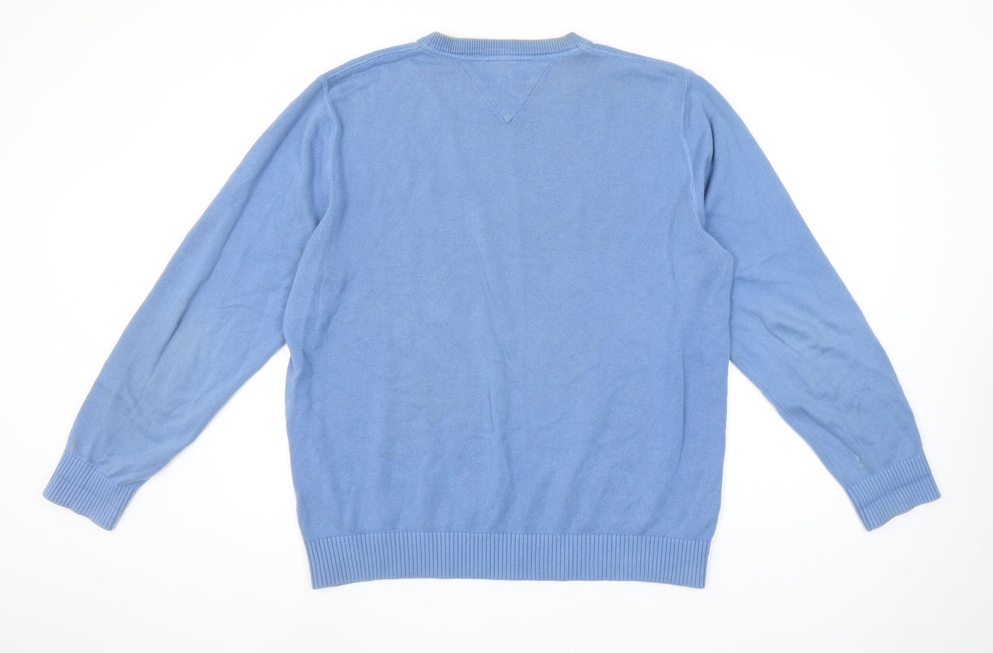 Tommy Hilfiger Men Blue XL Cotton Crew Neck Pullover Jumper