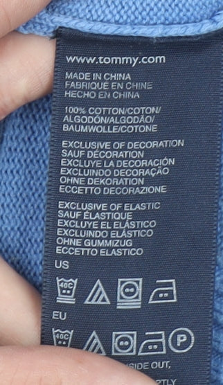 Tommy Hilfiger Men Blue XL Cotton Crew Neck Pullover Jumper