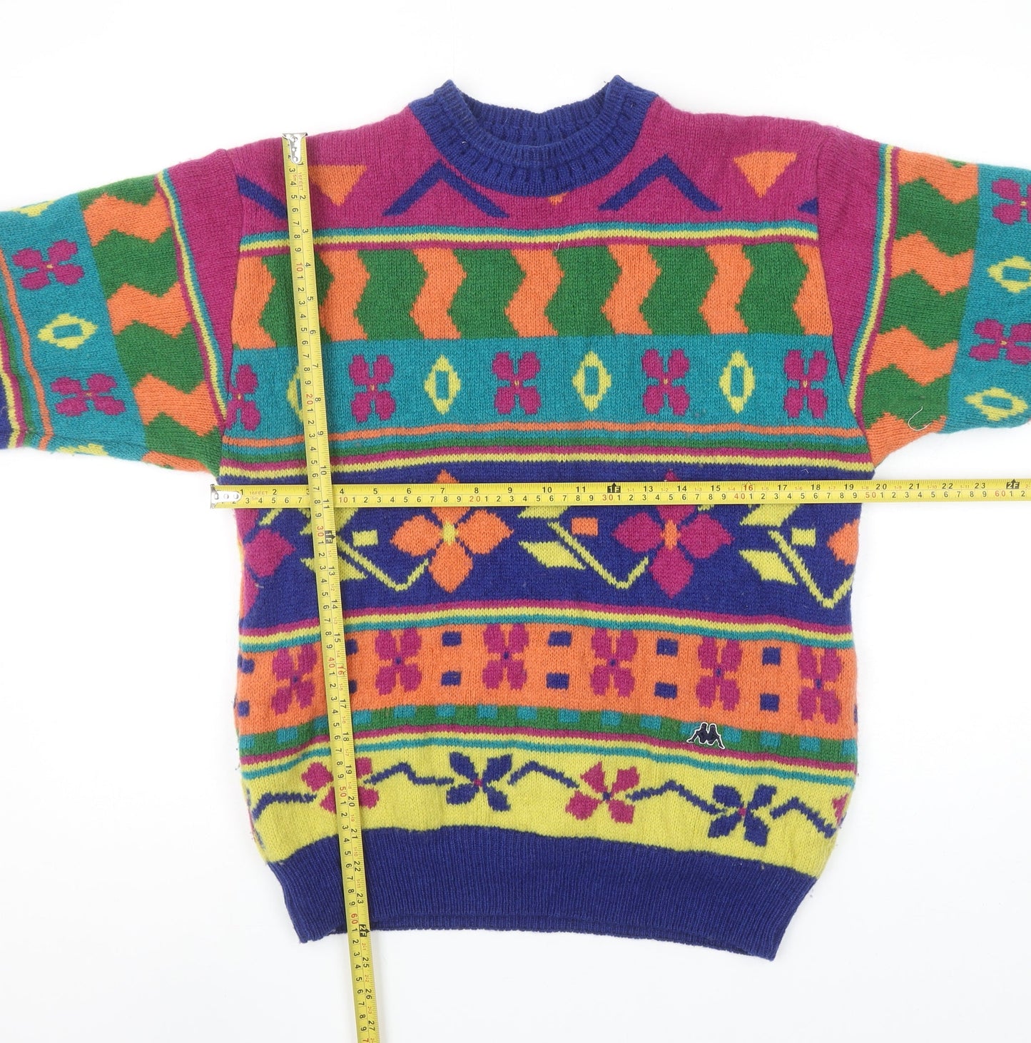 Kappa Womens Multicoloured Wool Crew Neck Retro Jumper M