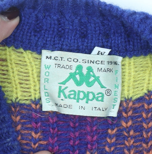 Kappa Womens Multicoloured Wool Crew Neck Retro Jumper M