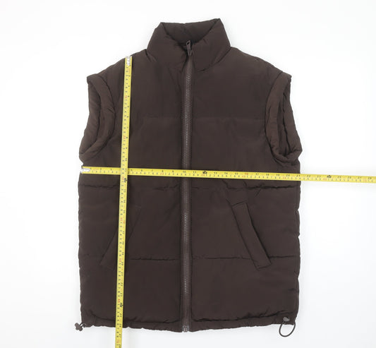 H&M Divided Men Brown Puffer Gilet Waistcoat 2XS Regular Fit