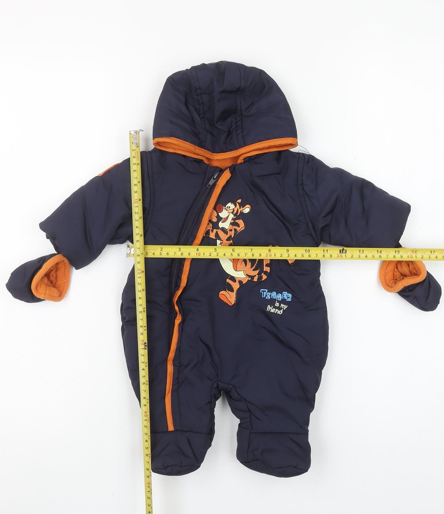 Disney at George Unisex Baby Blue Tigger Hooded Snowsuit Newborn