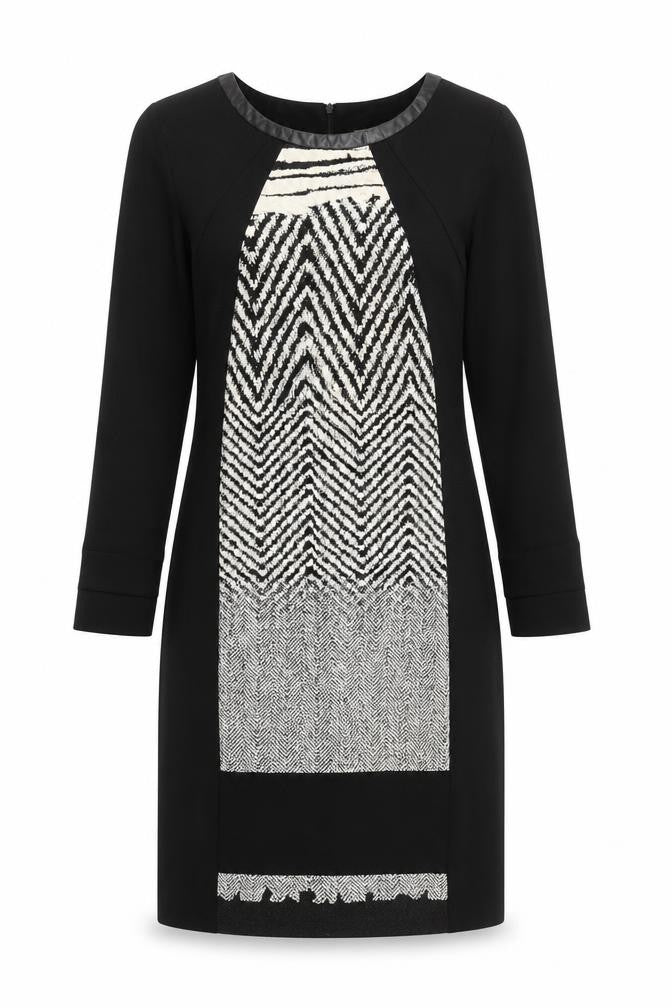 Bellenisa Women’s Black Chevron Knit Shift Dress Size 10