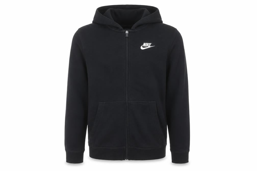 Nike Boys Black Full Zip Hoodie Size L Cotton Blend Sportswear