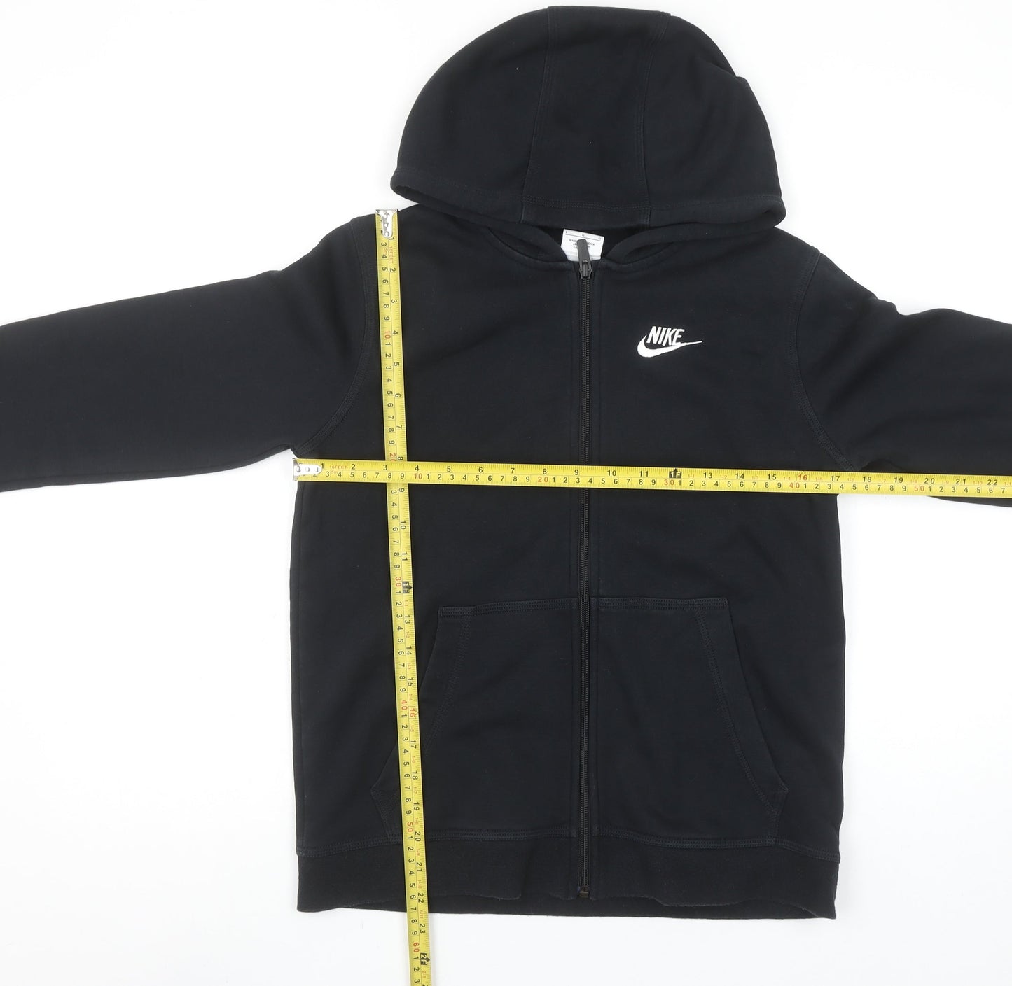 Nike Boys Black Full Zip Hoodie Size L Cotton Blend Sportswear