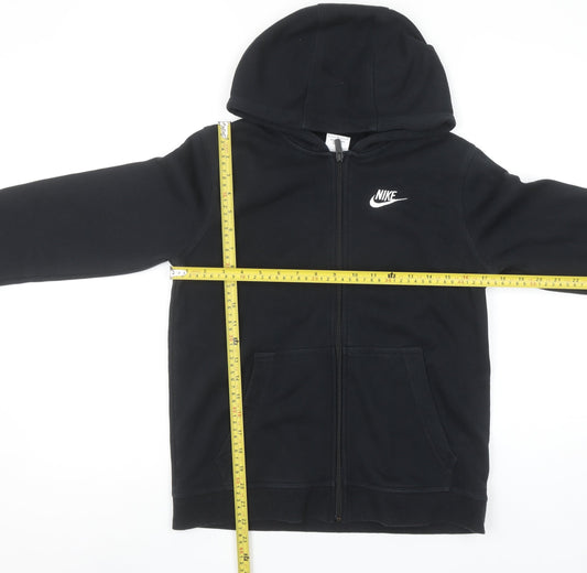 Nike Boys Black Full Zip Hoodie Size L Cotton Blend Sportswear