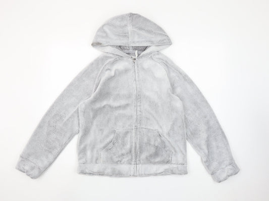 Etam Women’s Grey Full Zip Hooded Fleece Sweatshirt M