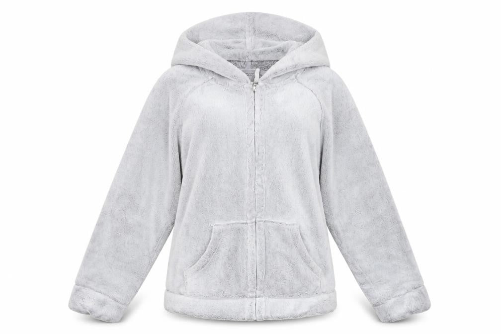 Etam Women’s Grey Full Zip Hooded Fleece Sweatshirt M