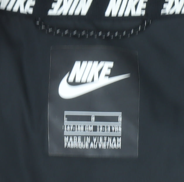 Nike Boys Black Hooded Puffer Gilet 12-13 Years Regular Fit