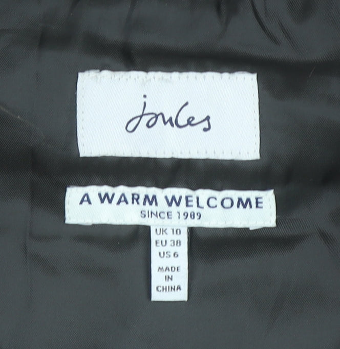 Joules Women's Green Faux Fur Trim Quilted Puffer Waistcoat UK 10