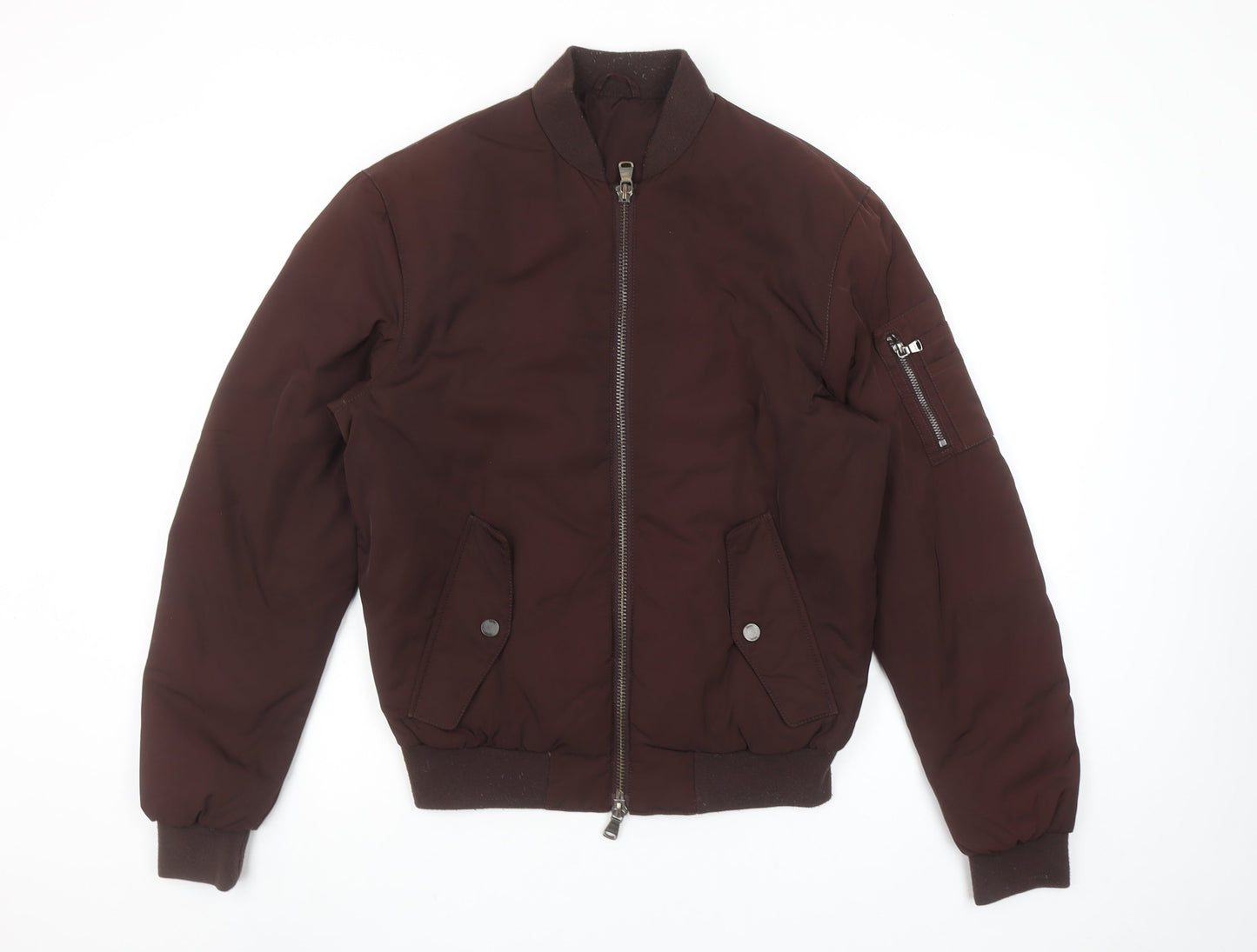 DKNY Women’s Brown Bomber Jacket XS Down Filled Casual Zip Style